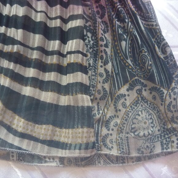 Maggie Barnes 5X Semi Sheer Crinkle Purple Black Top Tunic Bell Paisley Light - Picture 7 of 9